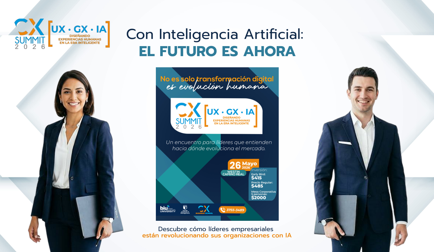 Con Inteligencia Artificial: El Futuro es Ahora. Arte principal del CX Summit 2026